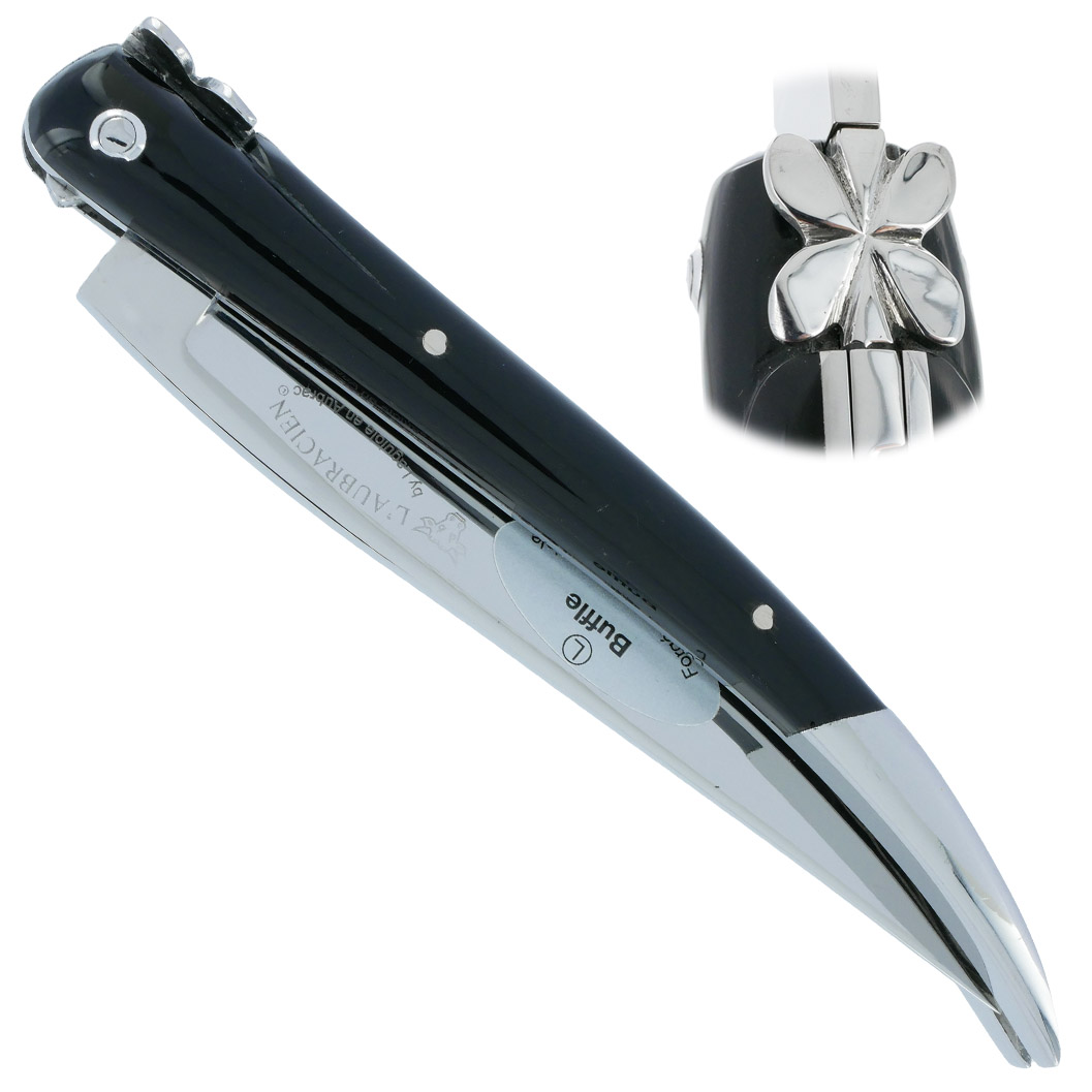 Couteau Laguiole En Aubrac Aubracien 1 Piece 12 Cm Buffle 1 Mitre Inox Brillant Mouche Fleur De Aubrac 00