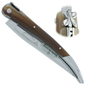 Couteau Laguiole En Aubrac Aubracien 1 Piece 12 Cm Pointe De Corne 1 Mitre Inox Brillant Mouche Fleur De Aubrac 00