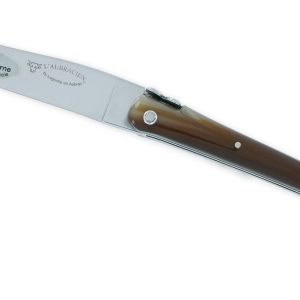 Couteau Laguiole En Aubrac Aubracien 1 Piece 12 Cm Pointe De Corne 1 Mitre Inox Brillant Mouche Fleur De Aubrac 01