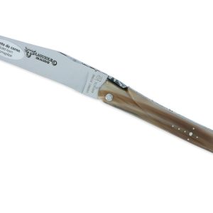 Couteau Laguiole En Aubrac Autrefois 1 Peece 14 Cm Pointe De Corne Plein Manche Lame Sandvik Brillante 02