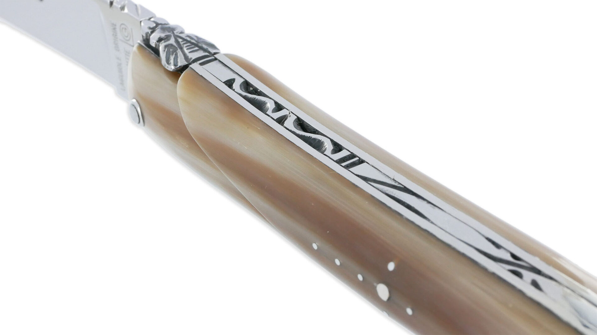 Couteau Laguiole En Aubrac Autrefois 1 Peece 14 Cm Pointe De Corne Plein Manche Lame Sandvik Brillante 03