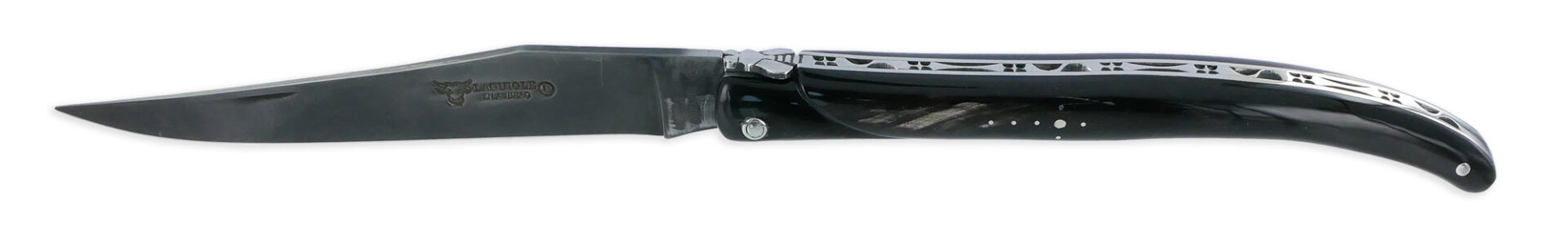 Couteau Laguiole En Aubrac Autrefois 1 Piece 14 Cm Buffle Plein Manche Lame Carbone 01