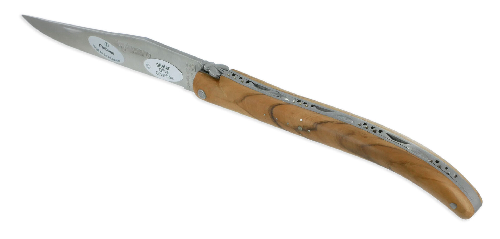 Couteau Laguiole En Aubrac Autrefois 1 Piece 14 Cm Olivier Plein Manche Lame Sandvik Brillante 02