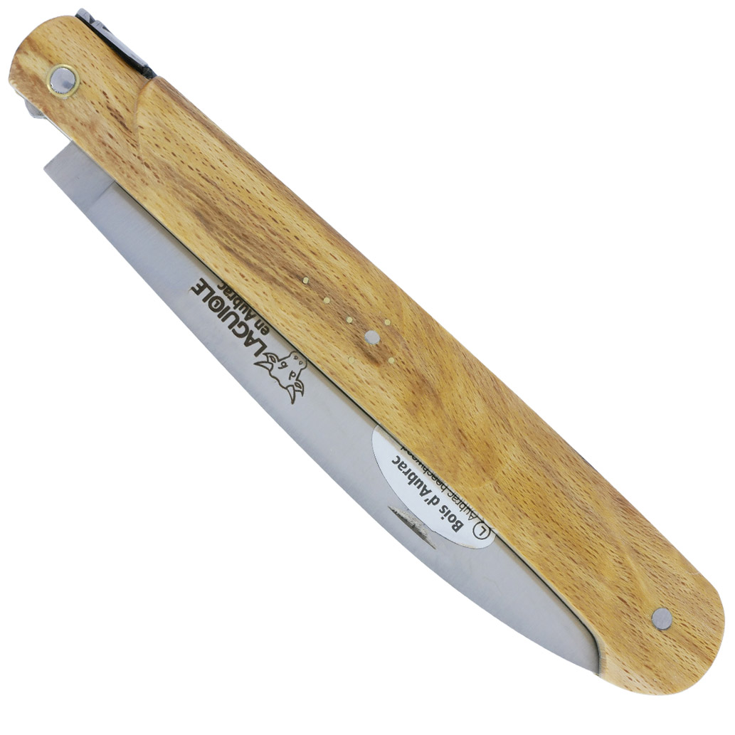 Couteau Laguiole En Aubrac Droit 1 Piece 13 Cm Bois Aubrac Plein Manche Lame Inox Brosse 00