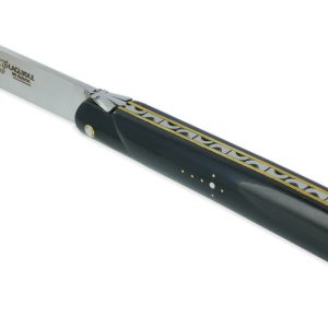 Couteau Laguiole En Aubrac Droit 1 Piece 13 Cm Buffle Plein Manche Lame Inox Brosse 01