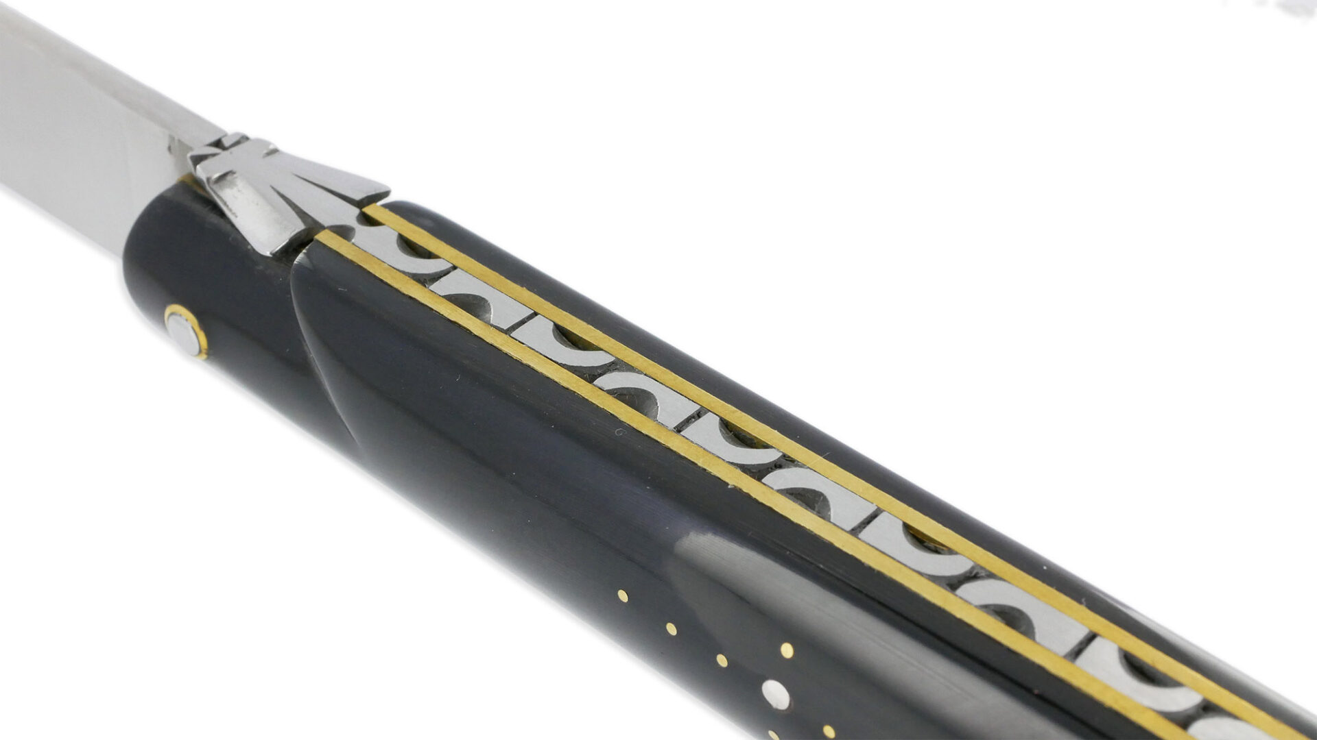 Couteau Laguiole En Aubrac Droit 1 Piece 13 Cm Buffle Plein Manche Lame Inox Brosse 03