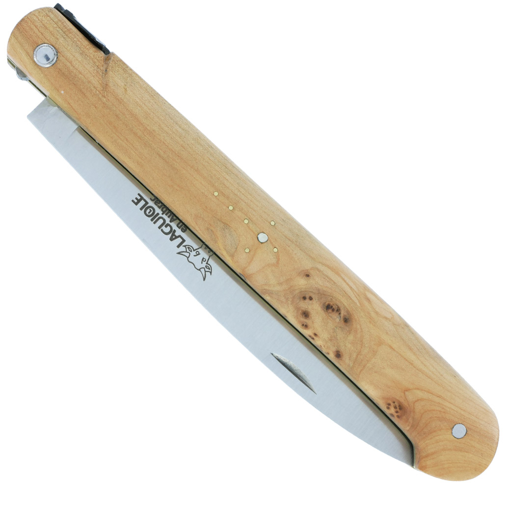 Couteau Laguiole En Aubrac Droit 1 Piece 13 Cm Genevrier Plein Manche Lame Inox Brosse 00