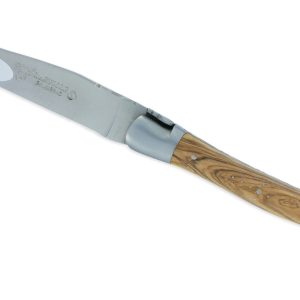 Couteau Laguiole En Aubrac Grande Taille 1 Piece 13 Cm Manche En Olivier 2 Mitres Inox Brosse 01
