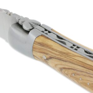 Couteau Laguiole En Aubrac Grande Taille 1 Piece 13 Cm Manche En Olivier 2 Mitres Inox Brosse 02