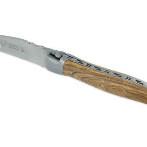 Couteau Laguiole En Aubrac Grande Taille 1 Piece 13 Cm Manche En Olivier 2 Mitres Inox Brosse 03