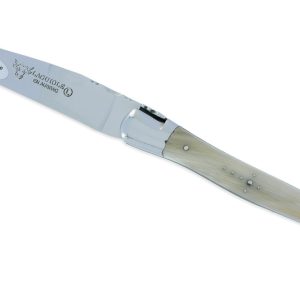 Couteau Laguiole En Aubrac Grande Taille 1 Piece 13 Cm Manche En Pointe De Corne 2 Mitres Inox Brillant 01
