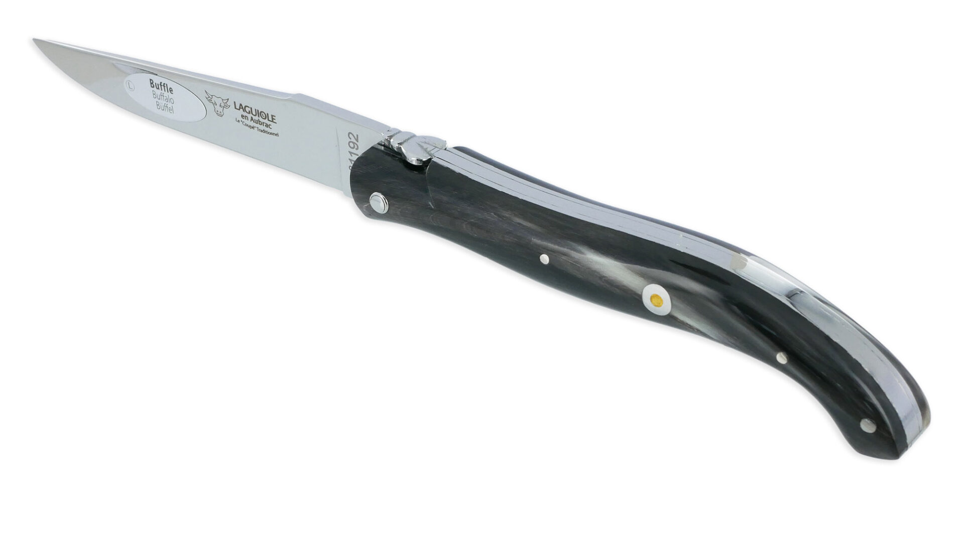 Couteau Laguiole En Aubrac Le Coupe Buffle Origine Porsche Plein Manche 12 Cm Finition Brillante 01