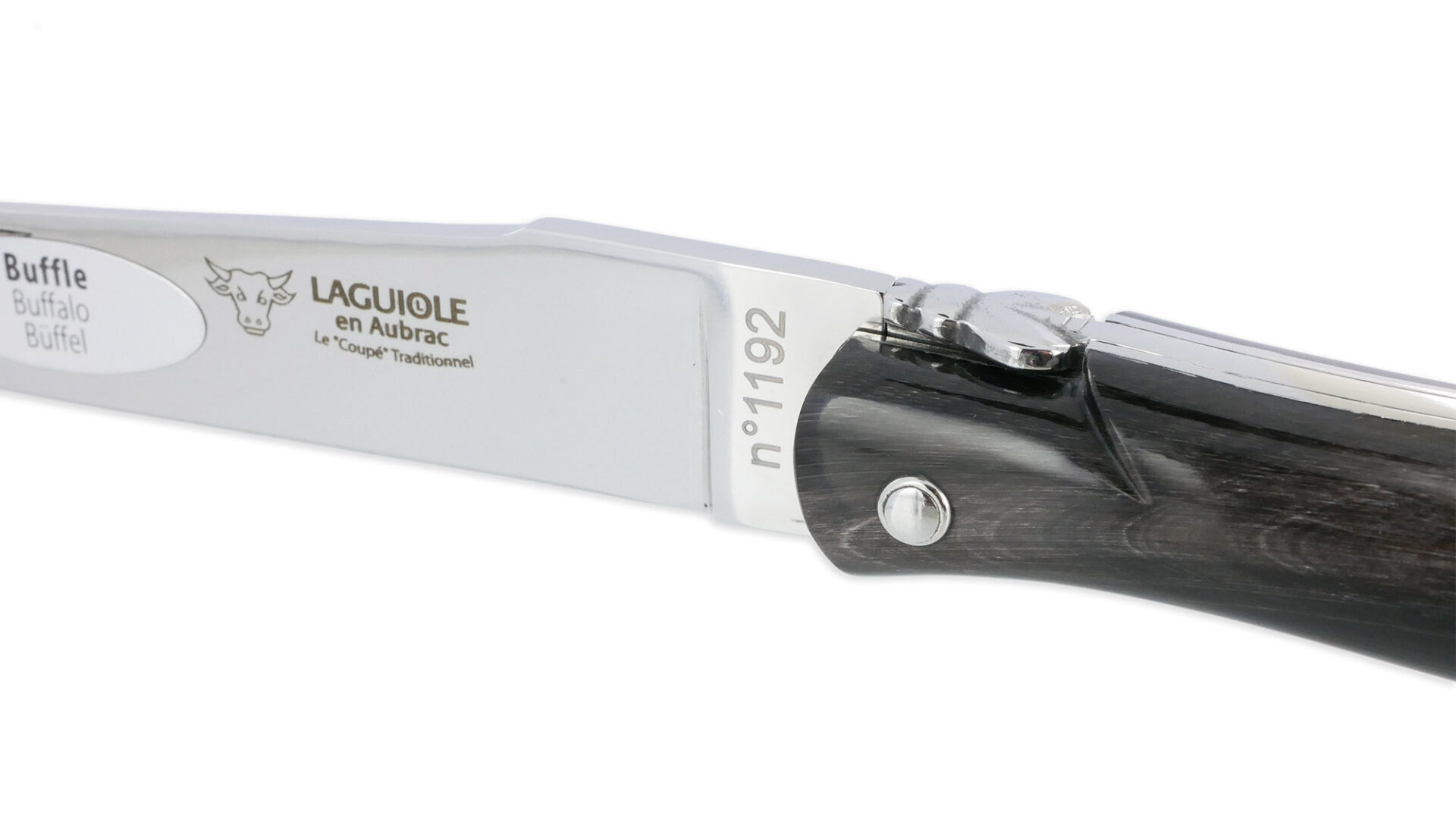 Couteau Laguiole En Aubrac Le Coupe Buffle Origine Porsche Plein Manche 12 Cm Finition Brillante 03