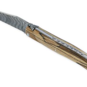 Couteau Laguiole En Aubrac Le Perle 1 Piece 12cm Plein Manche En Bois Aubrac Platines Perlees Ressort Guilloche Lame Damas Balbach Mouche Prestige N12 02