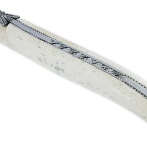 Couteau Laguiole En Aubrac Le Perle 1 Piece 12cm Plein Manche Os Platines Perlees Ressort Guilloche Lame Damas Balbach Mouche Prestige N12 03