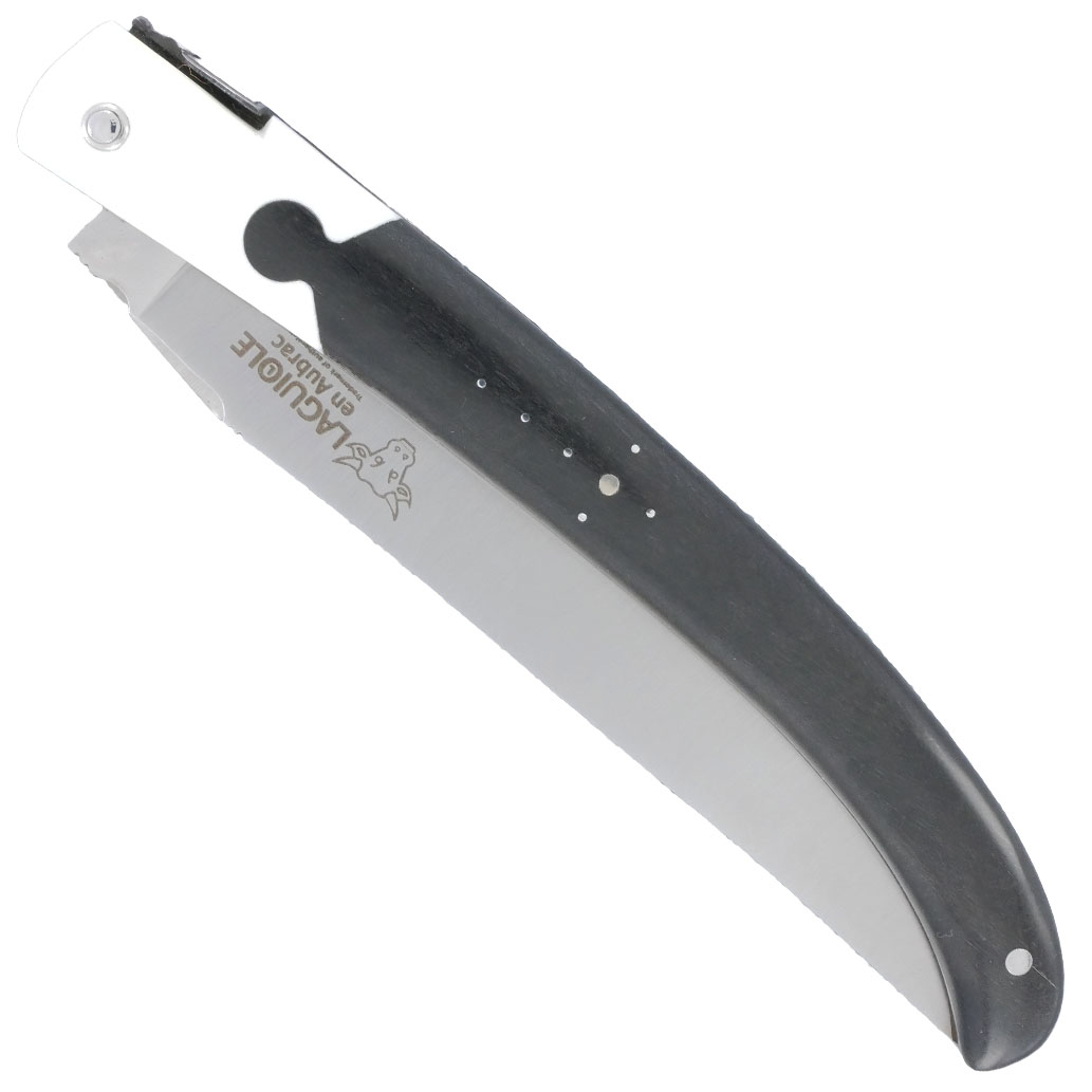 Couteau Laguiole En Aubrac Neo 1 Piece 14 Cm Plein Manche En Ebene Et Corian Blanc Finition Inox Brosse 00