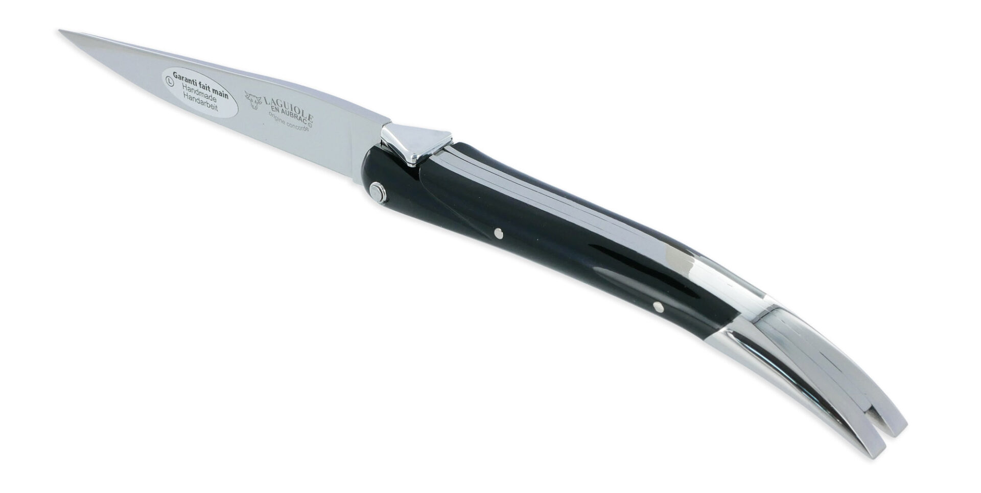 Couteau Laguiole En Aubrac Origine Concorde Anniversaire 1 Mitre Corian Noir Finition Brillante 04