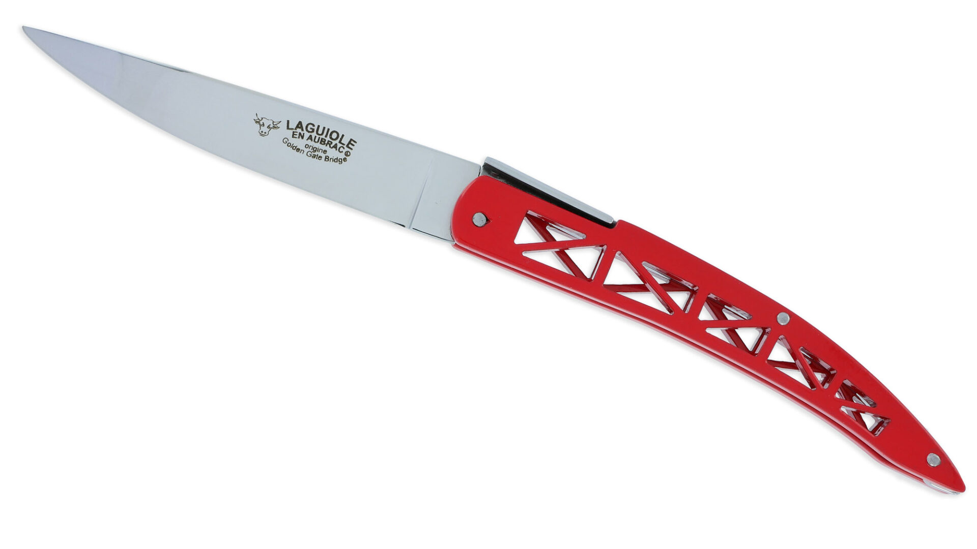 Couteau Laguiole En Aubrac Origine Golden Gate Plein Manche 12 Cm Rouge 02