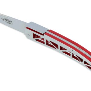 Couteau Laguiole En Aubrac Origine Golden Gate Plein Manche 12cm Rouge Et Poli Mirroir 01