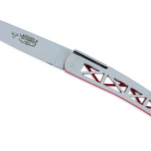 Couteau Laguiole En Aubrac Origine Golden Gate Plein Manche 12cm Rouge Et Poli Mirroir 02