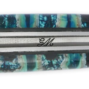 Couteau Laguiole Prestige Createur 1 Piece 12 Cm Mitre Arriere Manche Molaire De Mammouth Turquoise Lame Damas Piece Unique 05