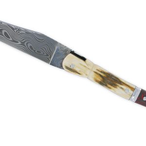 Couteau Laguiole Prestige Createur 1 Piece 13 Cm Plein Manche En Ivoire De Mammouth Et Carbone Lame Damas Piece Unique 01