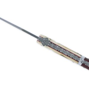 Couteau Laguiole Prestige Createur 1 Piece 13 Cm Plein Manche En Ivoire De Mammouth Et Carbone Lame Damas Piece Unique 02