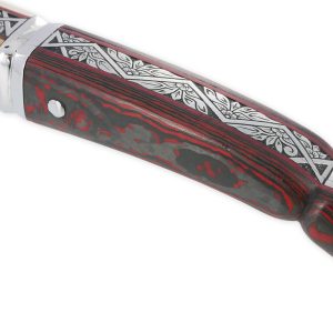 Couteau Laguiole Prestige Createur 1 Piece 13 Cm Plein Manche En Ivoire De Mammouth Et Carbone Lame Damas Piece Unique 05