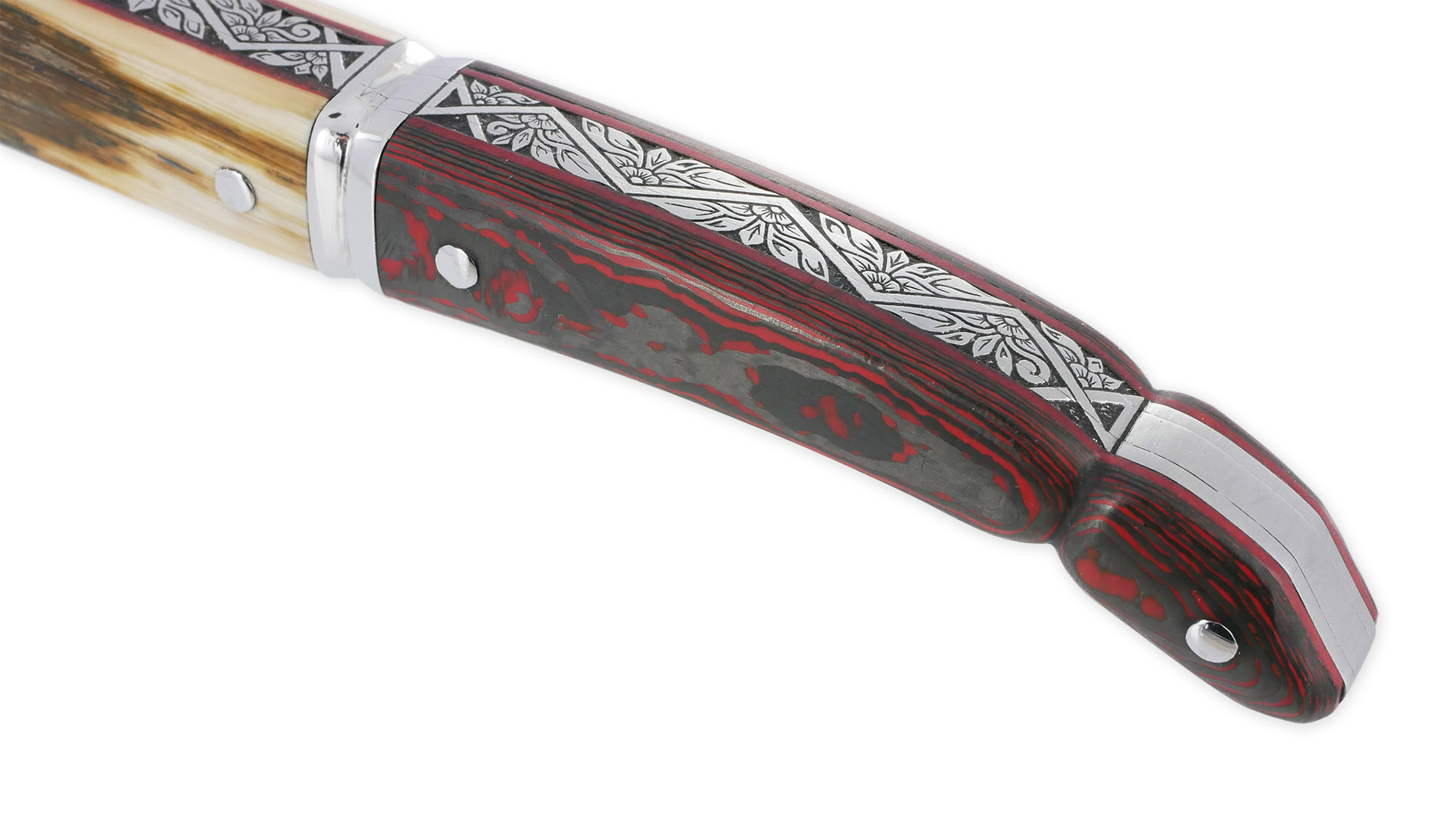 Couteau Laguiole Prestige Createur 1 Piece 13 Cm Plein Manche En Ivoire De Mammouth Et Carbone Lame Damas Piece Unique 05