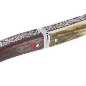 Couteau Laguiole Prestige Createur 1 Piece 13 Cm Plein Manche En Ivoire De Mammouth Et Carbone Lame Damas Piece Unique 08