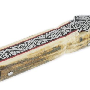 Couteau Laguiole Prestige Createur 1 Piece 13 Cm Plein Manche En Ivoire De Mammouth Et Carbone Lame Damas Piece Unique 09