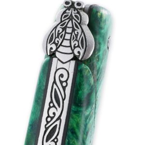 Couteau Laguiole Prestige Createur 1 Piece 13 Cm Plein Manche Erable Teinte Vert Et Ivoire De Mammouth Piece Unique 01