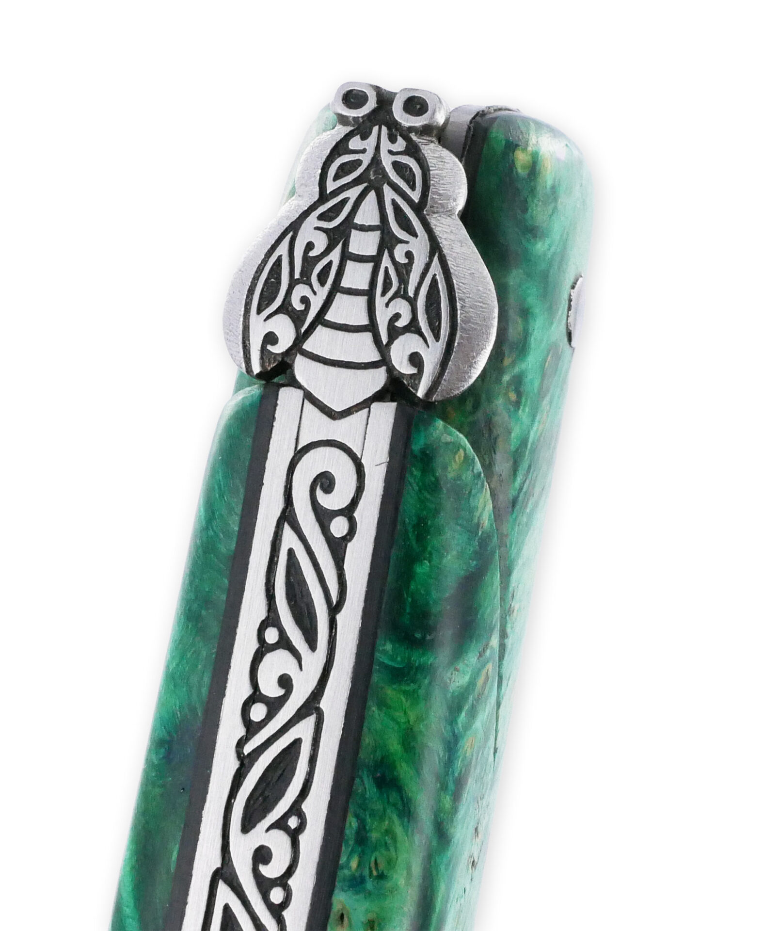 Couteau Laguiole Prestige Createur 1 Piece 13 Cm Plein Manche Erable Teinte Vert Et Ivoire De Mammouth Piece Unique 01