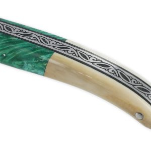 Couteau Laguiole Prestige Createur 1 Piece 13 Cm Plein Manche Erable Teinte Vert Et Ivoire De Mammouth Piece Unique 05