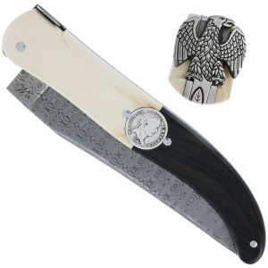 Couteau Laguiole Prestige Createur 1 Piece 15 Cm Incrustation Monnaie Napoleon 00