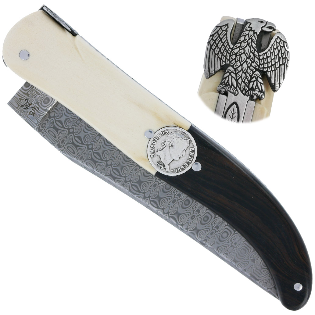 Couteau Laguiole Prestige Createur 1 Piece 15 Cm Incrustation Monnaie Napoleon 00