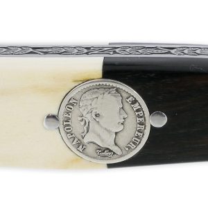 Couteau Laguiole Prestige Createur 1 Piece 15 Cm Incrustation Monnaie Napoleon 07