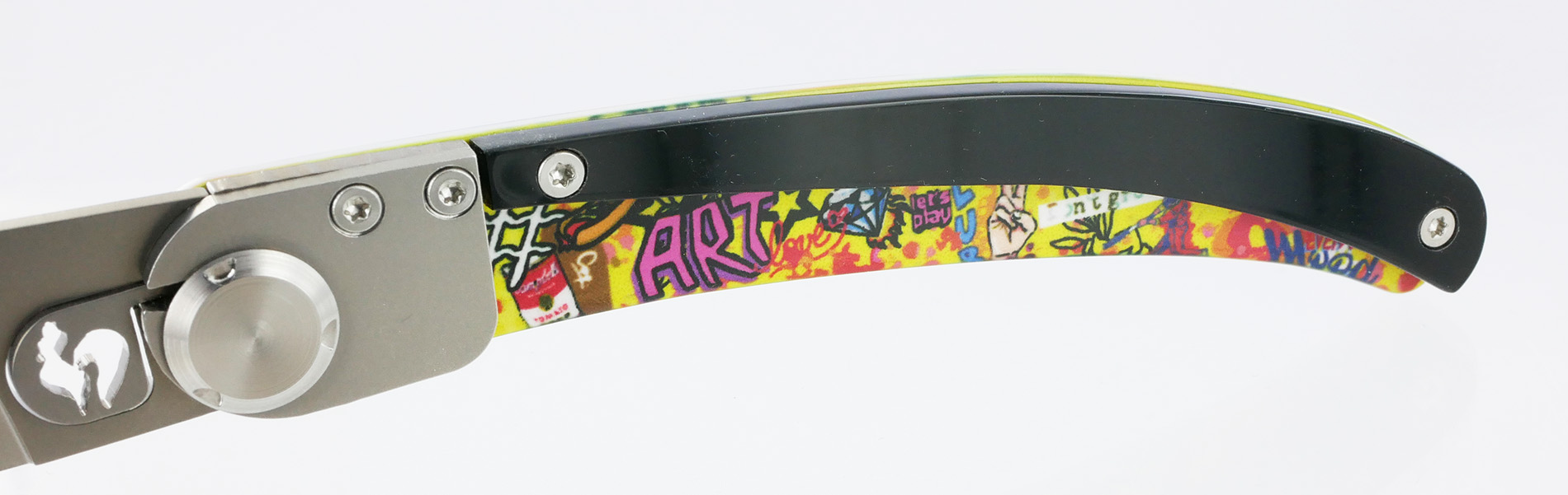 Couteau Le Coq Francais Pop Art Par Bur Artist Modele Pop Art Jaune 01