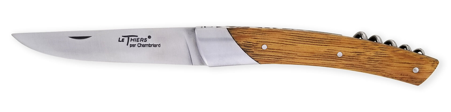 Couteau Le Thiers Chambriard Compagnon Grand Cru Manche En Vieux Chene Avec Tire Bouchon 12cm 01