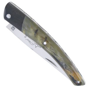 Couteau Le Thiers Laguiole Arbalete Double Platines Manche Croute De Belier Mitre Ebene 00