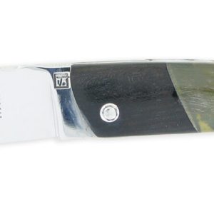 Couteau Le Thiers Laguiole Arbalete Double Platines Manche Croute De Belier Mitre Ebene 01