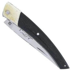 Couteau Le Thiers Laguiole Arbalete Double Platines Manche Ebene Mitre Os 00