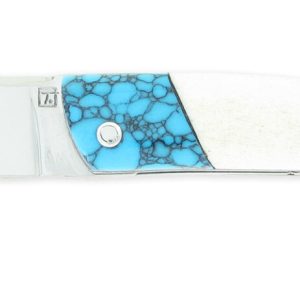 Couteau Le Thiers Laguiole Arbalete Double Platines Manche Os De Chameau Mitre Turquoise 01