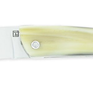 Couteau Le Thiers Laguiole Arbalete Double Platines Plein Manche Pointe De Corne Blonde 01