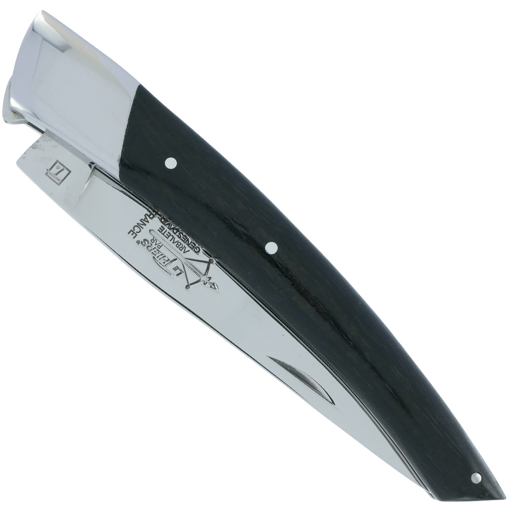 Couteau Le Thiers Laguiole Arbalete Manche Ebene Ressort Guilloche 1 Mitre 12 Cm Finition Brillante 00