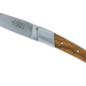 Couteau Le Thiers Laguiole Arbalete Manche Olivier Ressort Guilloche 1 Mitre 12 Cm Finition Brossee 01