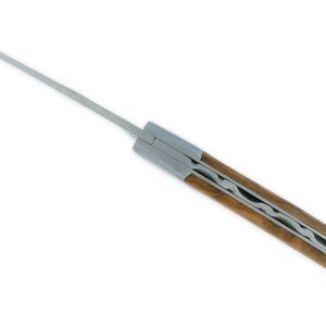 Couteau Le Thiers Laguiole Arbalete Manche Olivier Ressort Guilloche 1 Mitre 12 Cm Finition Brossee 02