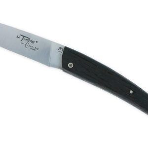 Couteau Le Thiers Laguiole Arbalete Plein Manche Chene De Barrique Ressort Guilloche Finition Brossee 12cm 01