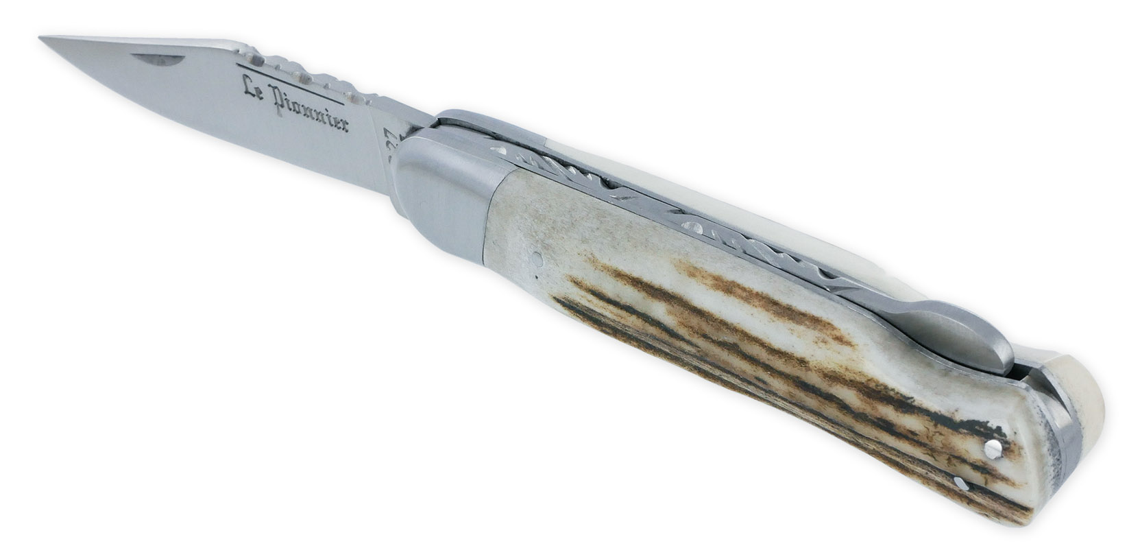 Couteau Pliant Douris Chastel Le Pionnier 1 Piece Bois De Cerf 11cm 01