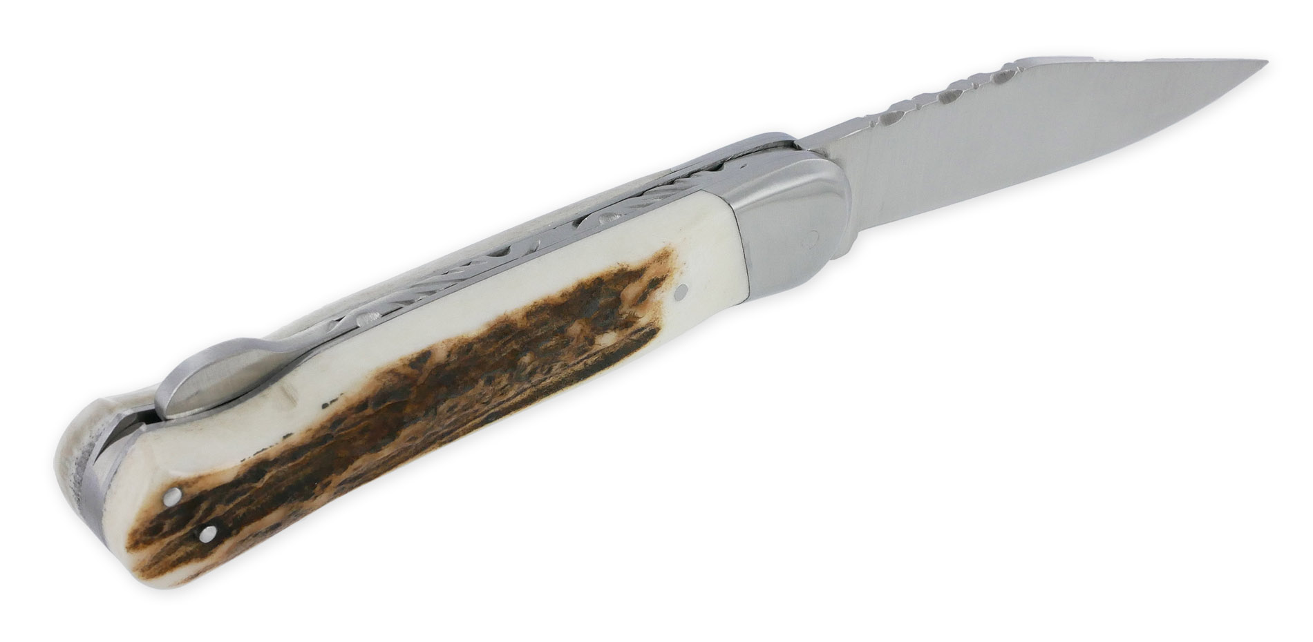 Couteau Pliant Douris Chastel Le Pionnier 1 Piece Bois De Cerf 11cm 02